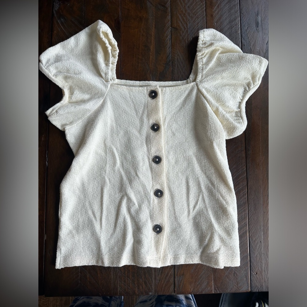 Madewell women’s size xsmall cream button up blouse with short sleeves